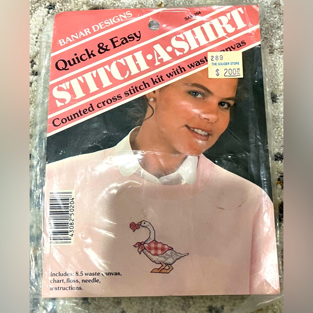 Vtg Banar Designs Stitch-A-Shirt Kit - Country Goose